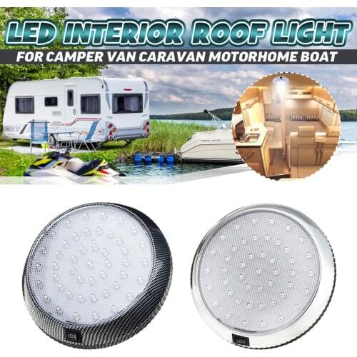 12V 46 LED Car Round Ceiling Dome Roof Light Interior Light Lamp On/Off Switch For Camper Van Caravan Motorhome Boat RV