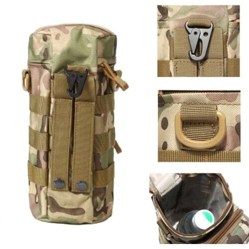 Tactical Kettle Bag Outdoor Sports Portable Camo Water Bottle Pocket Hunting Camping Hiking Travel Military Backpack Molle