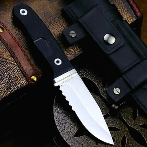 ABS black handle 440 High hardness Sanding outdoor tactical straight Knife North American jungle Hunting knife