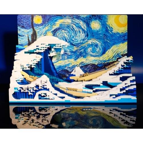 IN STOCK DK3003 Kanagawa Billow 3D Art Painting DIY Building Block Brick MOC Childrens Creative Toys Birthday Gifts