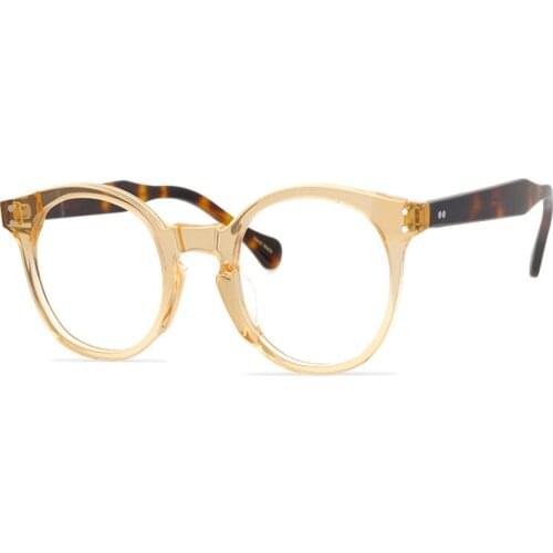 Vintage Hand Made Acetate Glasses Round Frame Men Full Rim Optical Eyewear High Quality Clear Lens Myopia Eyeglasses Spectacles