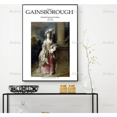 Vintage Exhibition Poster For Works By Thomas Gainsborough Home Decor Prints Wall Art Canvas Living Room Decoration Unique Gift