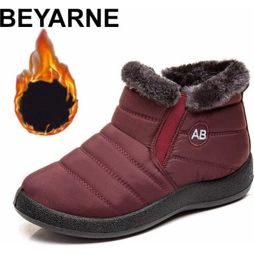BEYARNE 2021Womens Casual Flush Ankle Boot Winter Warm Warm Booties Female Rubber Rain Boots Woven ShoesE954