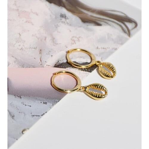 925 Sterling Silver Earring French Style Trend Shell Short Pendant Drop Earring Ear Ring Personality Trend Wild Female Ear Jewel