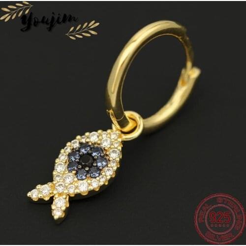 Summer fashion ladies zircon small fish single earrings luxury cute Monaco exquisite jewelry gift 925 silver