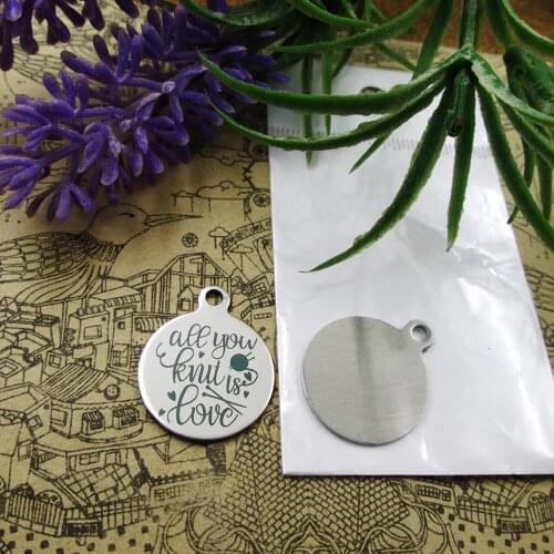 20pcs--"All you knit is love version 3"stainless steel charms 5 styles for choosing DIY Charms for necklace bracelets
