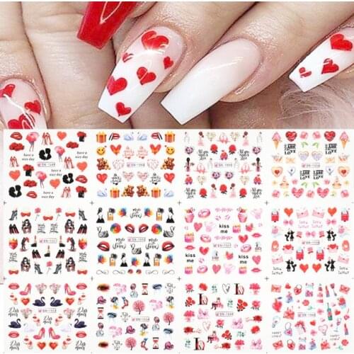 12 Designs Nail Stickers Set Mixed Floral Geometric nail art water Transfer Flower Leaves maple leaf leopard print Manicures Doc