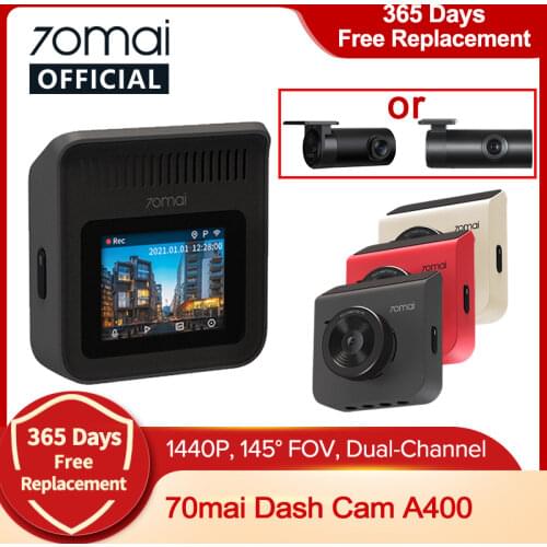 70mai A400 Dash Cam Car Recorder 1440P Resolution 70mai Car DVR A400 Dual Channel Front and Back Sight Cam APP Control multi DVR