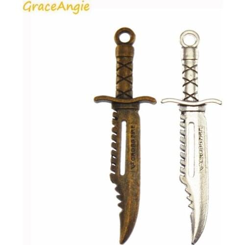 GraceAngie 6PCS Creative Dagger Shape Zinc Alloy Necklace Bracelet Decorate Charms Jewelry Making Crafts Accessory Finding Gifts