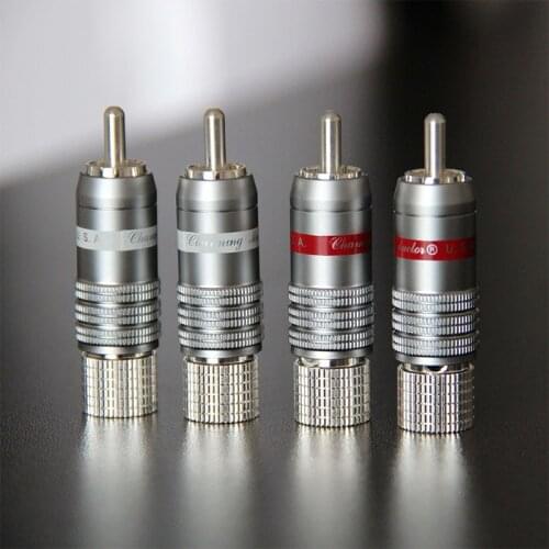 8Pcs/4Pairs sterling silve RCA Connector RCA male plug adapter Video/Audio Connector Support 8mm Cable white&red