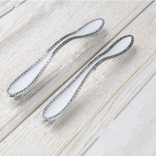 96mm 128mm 160mm modern simple fashion furniture handles silver white drawer cabinet knob pulls golden white dresser door handle