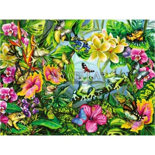 5D Diy Diamond Painting Flowers Butterflies Mosaic Find the Frogs Diamond Embroidery Kit Needlework Full Rhinestone Home Decor