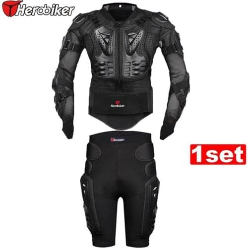Free shipping 1set HEROBIKE Motorcycle Motorcross Racing Full Body Armor Spine Chest Gear Protective Jacket+Gears Short Pants