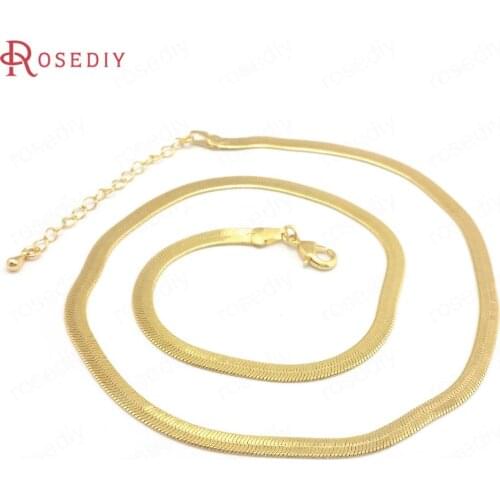 40496)1PC Full length 50.3CM 24K Gold Color Copper Necklaces Finished Chains Jewelry Making Supplies Diy Findings Accessories