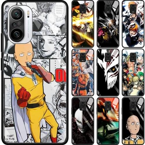 Transparent Glass Case For Redmi Note 9S 9 8 Pro 8T 7 9C 9S 6A 10 K40 K30 9T 8A Bumper Anime Bleach One Punch Man