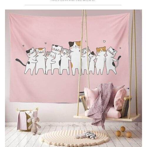 Cartoon Ins Tapestry Hanging Cloth Bedroom Bedside Renovation Background Sofa Layout Large Dormitory Tapiz Pared Home Decor
