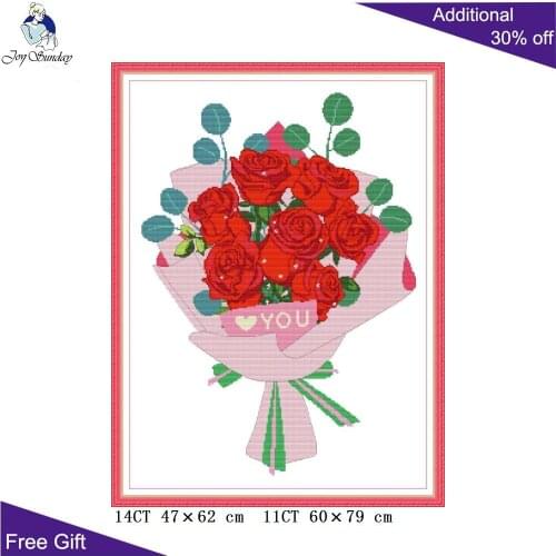 Joy Sunday Home Decor Love Rose H832 Counted Stamped Love Rose Flowers Needlework Needlepoint DIY Cross Stitch Kits
