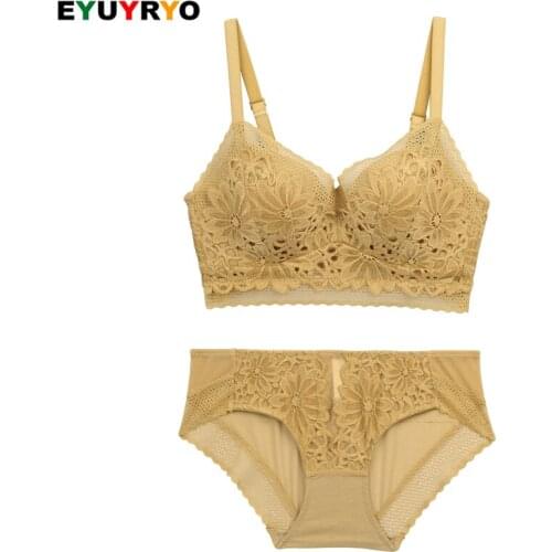 High Quality Comfort Seamless Lace Bra and Panty Set Sexy Lingerie Wireless Push Up Bralette Briefs vs Pink Women Underwear Set