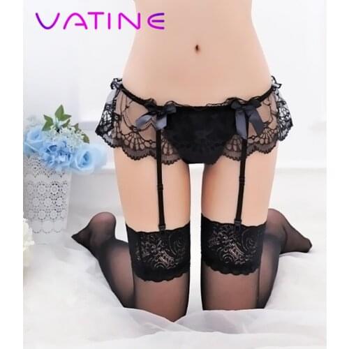 VATINE Lace Stockings and Garter Belt Suspender Set Womens Sexy Underwear Top Thigh-Highs Stockings Erotic Lingerie