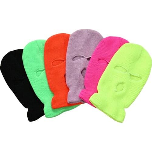 Full Face Cover Mask Three 3 Hole Balaclava Knit Hat Army Tactical CS Winter Ski Cycling Mask Beanie Hat Scarf Warm Face Masks