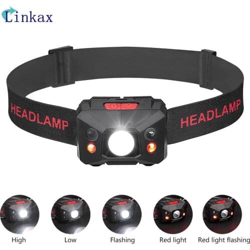 Mini XPE Headlamp USB Rechargeable Headlight 5-Modes White/ Red Light Waterproof Head Light Torch Lanterna Built-in Battery Lamp