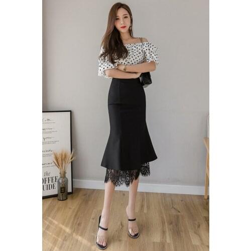Fashion high-quality high-waisted slim split black PU skirt womens plus size mid-length leather skirts female Casual clothes