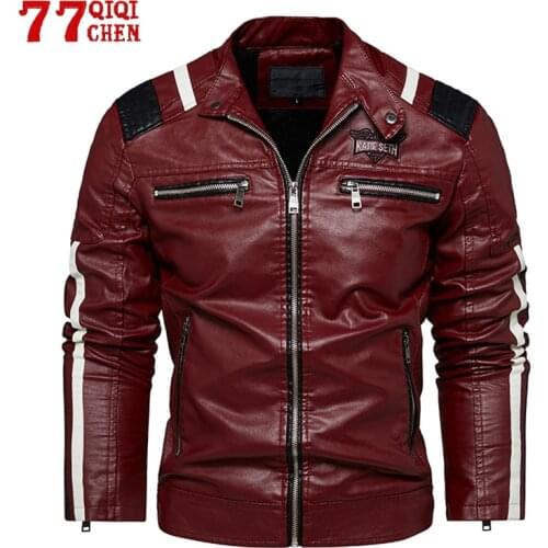 Mens Leather Jacket Motorcycle Tactical Winter Fleece PU Bomber Stand Collar Slim Coat Male Autumn Business Casual Jackets New
