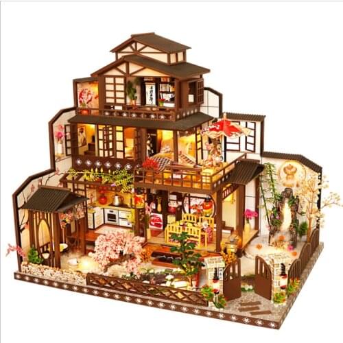 DIY Doll House Kit Chinese Style Architecture DIY Japanese Miniature Furniture Model Home Decoration Creative Toy Birthday Gifts