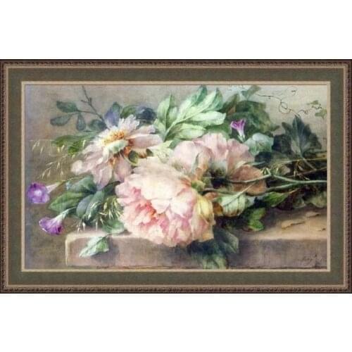 Pink Peonies Flower big version Top Quality Embroidery Needlework 14CT Unprinted Art Cross Stitch Kits DIY Handmade Decor