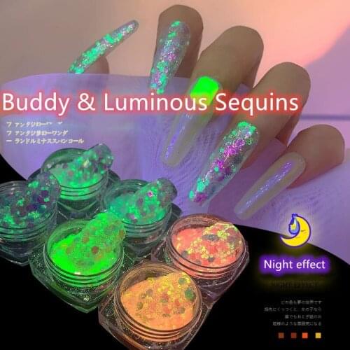Nail Art Luminous Mixed Symphony Glitter Sequin Set Color Sequins Sparkly 3D Decoration Holographic Art Decoration Accessorie