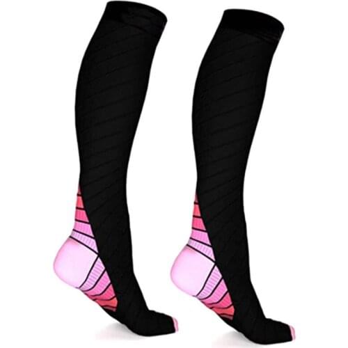M Pink Sports Compression Socks Nylon Latex Silk High Long Tube Tide Socks Running Compression Socks