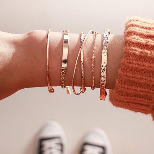 New Trendy Mini Beads Wave Bracelet Punk Cross Open Adjustable Bangle Women Fashion Wild Hand Chain Jewelry Party Gift