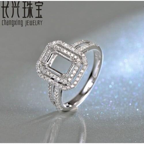 New 5x7mm Emerald cut 14K White Gold Engagement Wedding Semi Mount Diamond Ring Setting