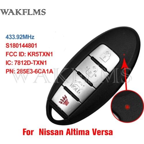 Passive Keyless Smart Car Key Fob For Nissan Altima Versa 2019 2020 433MHz 4A Chip KR5TXN1 285E3-6CA1A S180144801
