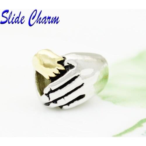 Slide charm wholesale Free shipping Big hands holding hands Children charm beads fit Pandora bracelet