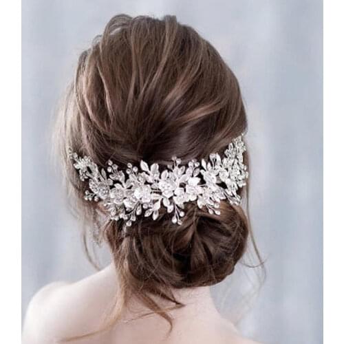 Trendy Rose Gold Crystal Flowe Bridal Headpiece Wedding Headband Tiara Handmade Hairband Hair Jewelry Wedding Hair Accessories