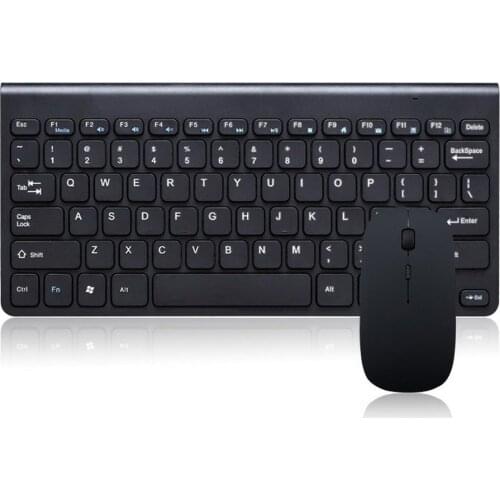 Simple Ultra-Slim Black Mini Wireless Keyboard and Mouse Combo Kit for PC Desktop Loptop Classic Office Set