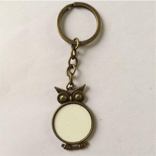 Owl blank key chains for sublimation retro vintage key ring jewelry for thermal transfer printing custom diy blank supplies