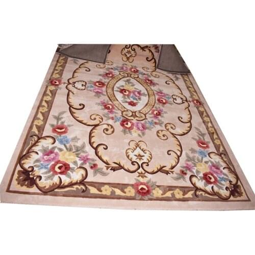 Wool carpets Salmon color Floral Large size Custom European style carpet with Eco-friend tast thicken mat Wool carpet