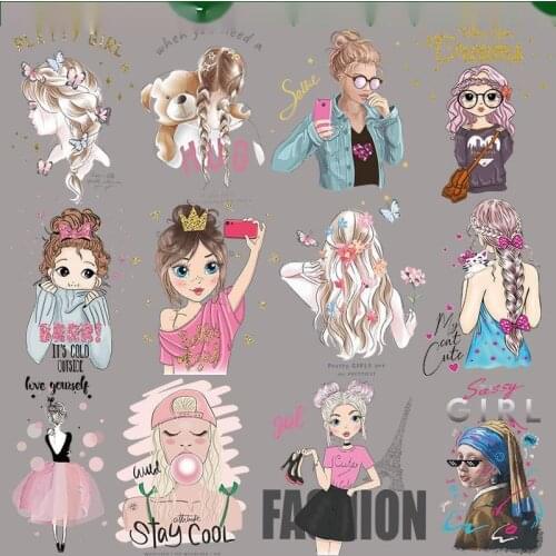 Beautiful Girl Patch Thermo-sticker For Clothes Patches heat-adhesive Clothing Thermoadhesive Iron-on Transfers For Clothing