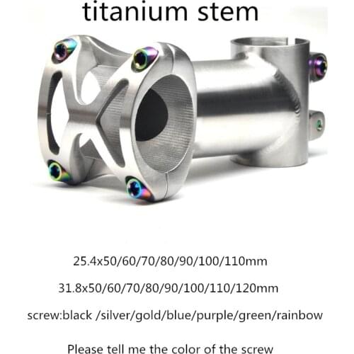 Bicycle head stem titanium 25.4x50/60/70/80/90/100/110/120mm MTB road bike titanium stem 31.8x50/60/70/80/90/100/110mm 5 degree