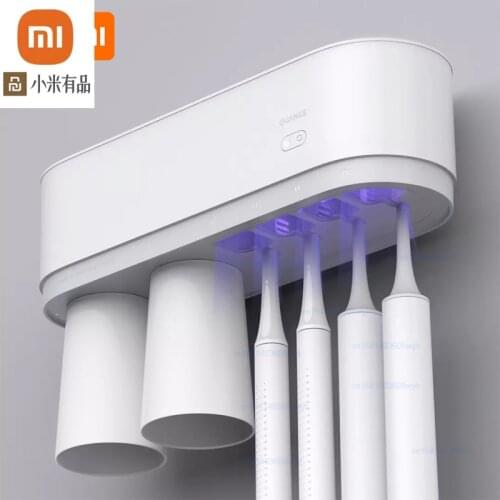 Youpin full grid smart sterilization toothbrush cup holder UV sterilizer with cup wall sticker set toothpaste dispenser tool