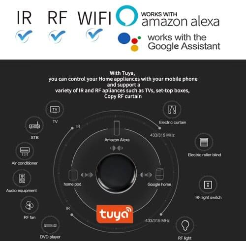 TUYA Mini Smart Home Automation WiFi RF IR Universal Intelligent Remote Controller Work With Alexa Google Assisten SmartTings