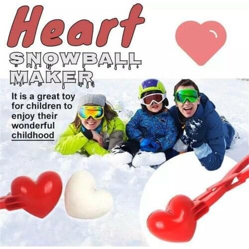 Heart Snowball Maker Winter Plastic Snowball Maker Clip Kids Outdoor Sand Snow Ball Mold Toys Fight Clip Toy play snow tool
