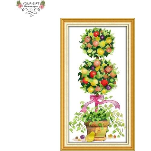 Your Gift Counted and Stamped Colorful Rich Tree Needlework Needlepoint Embroidery DIY Cross Stitch kits for Home Decor J137
