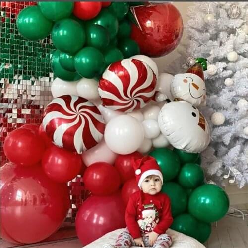 Santa Claus Snowman Lollipop Merry Christmas Foil Balloon Red Green Christmas Decor Air Ballon kids toys New Year Party Supplies