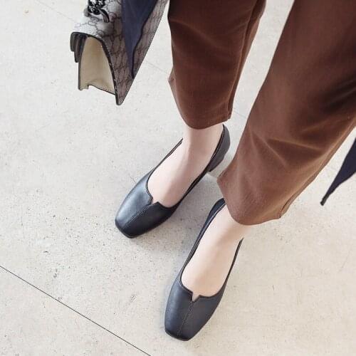 High heels womens 2020 new autumn square top all kinds of professional work shoes thick single shoes