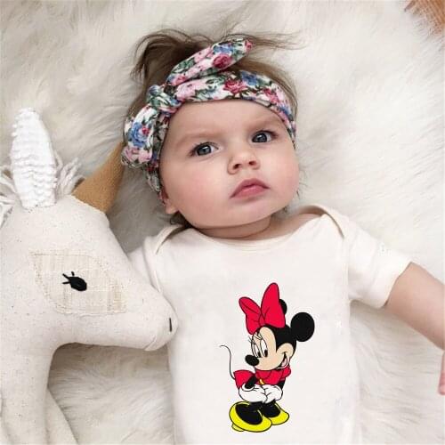 Mickey Mouse Baby Boys Girls Clothes White O-neck Newborn Rompers Jumpsuits Infant Playsuits 1PC Onesie