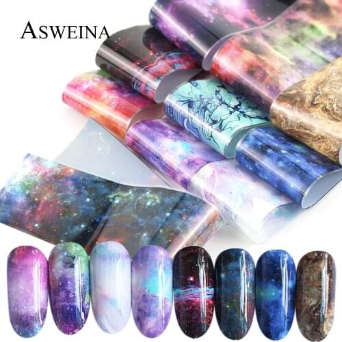 10pcs Nail Foil Set Holographic Stary Sky Transfer Stickers Mix Designs Charms Manicure Decals DTY Nail Decoration