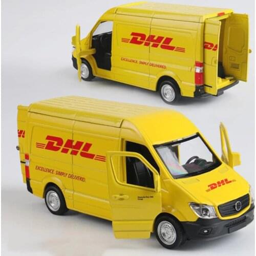 15CM 1/36 Scale Toy Car Metal Alloy Commerical Vehicle Express DHL Pull Back Diecasts Truck Model Toys F Children Collection
